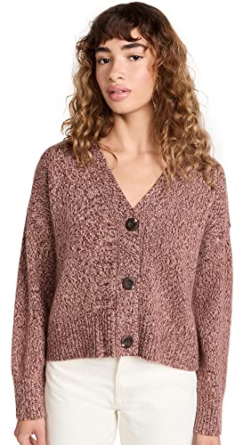 Monrow Women's Marled Oversized Cardigan, Pomegranate, Pink, Brown, Xl #TOP8
