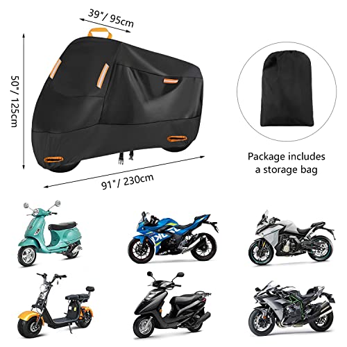 Bâche de protection 300D pour moto - Imperméable - Oxford - Avec 4 bandes réfléchissantes et 2 trous de serrure - Pour Kawasaki Yamaha Honda (XL 230 x 95 x 125 cm) - Image 8