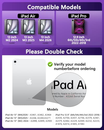 Image of Clear Keyboard Case for iPad Air 13 Inch (M4 /M3 /M2, 2026 /2025 /2024) & iPad Pro 12.9 Inch (6th /5th /4th /3rd Gen), 7-Color Backlit Keyboard with Touchpad, 360 Rotating Stand, Pencil Holder, Purple