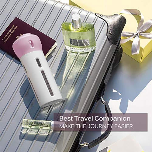 2 Pieces 4 In 1 Travel Dispenser Shampoo Lotion Gel Set Leak-Proof Travel Containers Bottles For Toiletries Body Wash Liquid Cream Tsa Approved , Grey/Pink (Pink+Gray) #TOP4