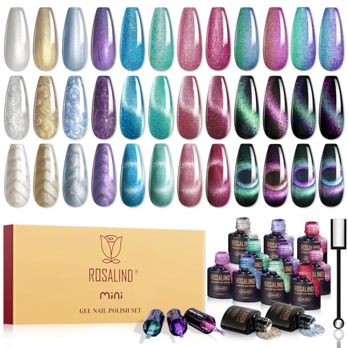 ROSALIND Cat Eye Gel Nail Polish 12 PCS