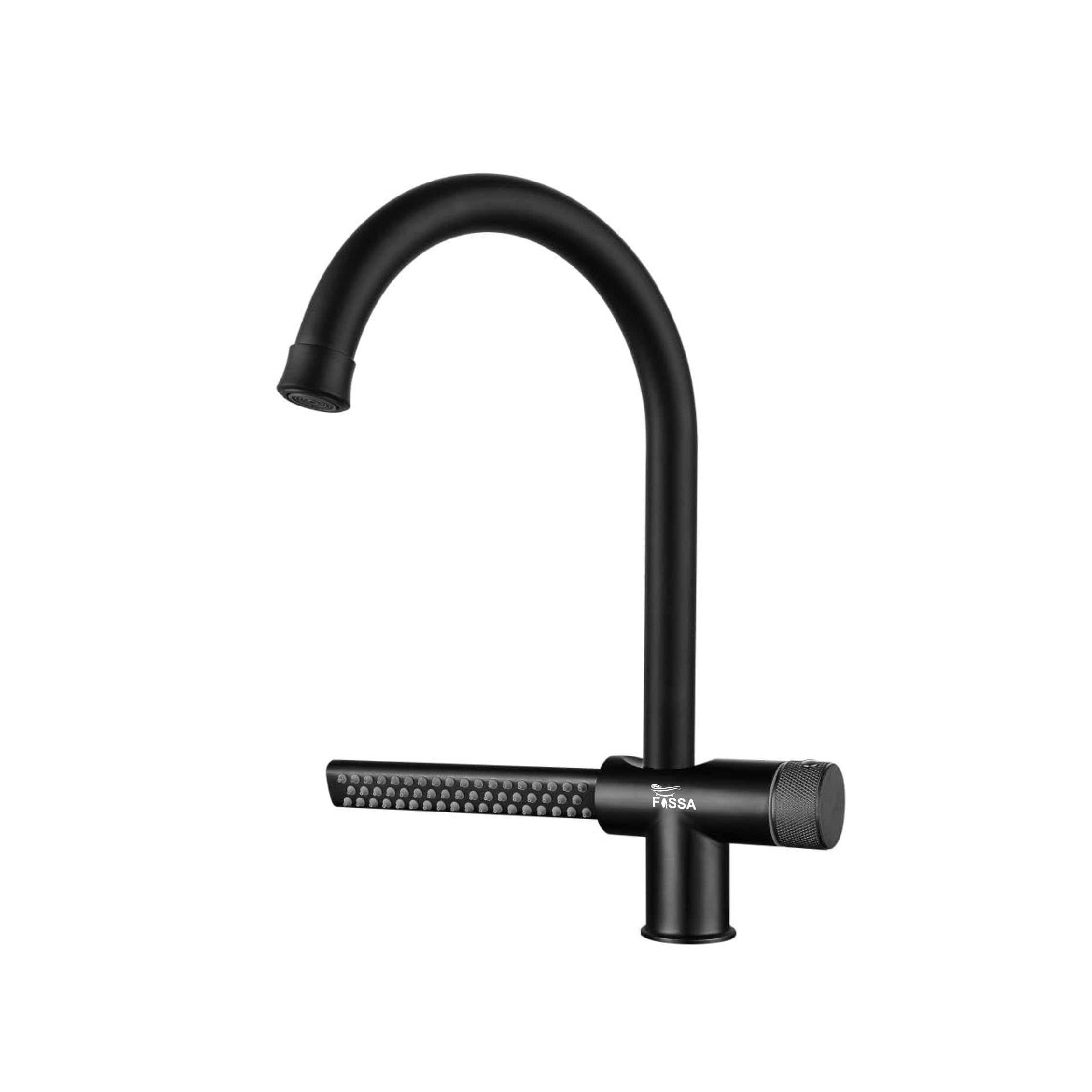 Fossa Waterfall Sink Mixer with Swivel Spout, Hot & Cold Kitchen Tap Mixer 304 Grade Stainless Steel Matt Fanish Black Waterfall Feature (Black) 4