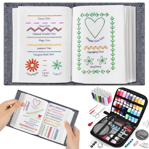 MXZWOC Embroidery Stitch Book Kits 2026 New Embroidery Books DIY Embroiderer Kit with Embroiderer Guide Calm Stitch Embroidered Book Perfect for Craft Lovers