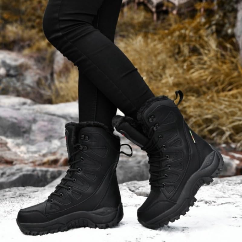 短納期[HeelVirtuosa] 冬用ハイキングブーツ - ハイカット、頑丈なラバーアウトソール、雪や氷の多い地形に最適 メタルジッパー