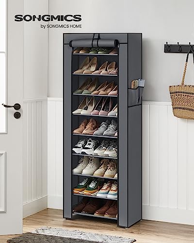 Songmics Shoe Rack, 9 Tier Shoe Organizer With Nonwoven Fabric Cover, Shoe Storage Shelf For 27-35 Pairs Of Shoes, Entryway, Suitable For Sneakers, High Heels, Flats, And Boots, Grey Urxj10G #TOP1