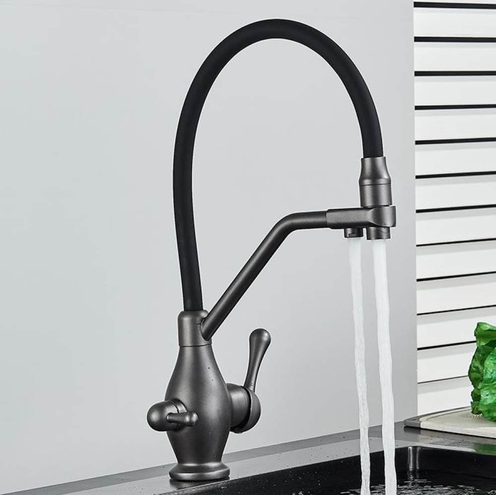 Mélangeur de robinet double filtre eau gris pistolet pour votre cuisine