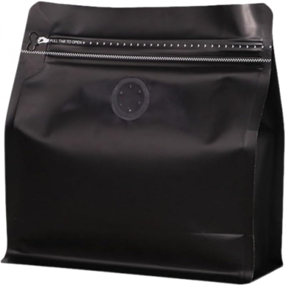 SLLS コーヒー袋 ジップ袋 スタンドアップバッグ アルミ箔製 一方向エアバルブ付き ヒートシーラー対応 8面シール コーヒー豆・