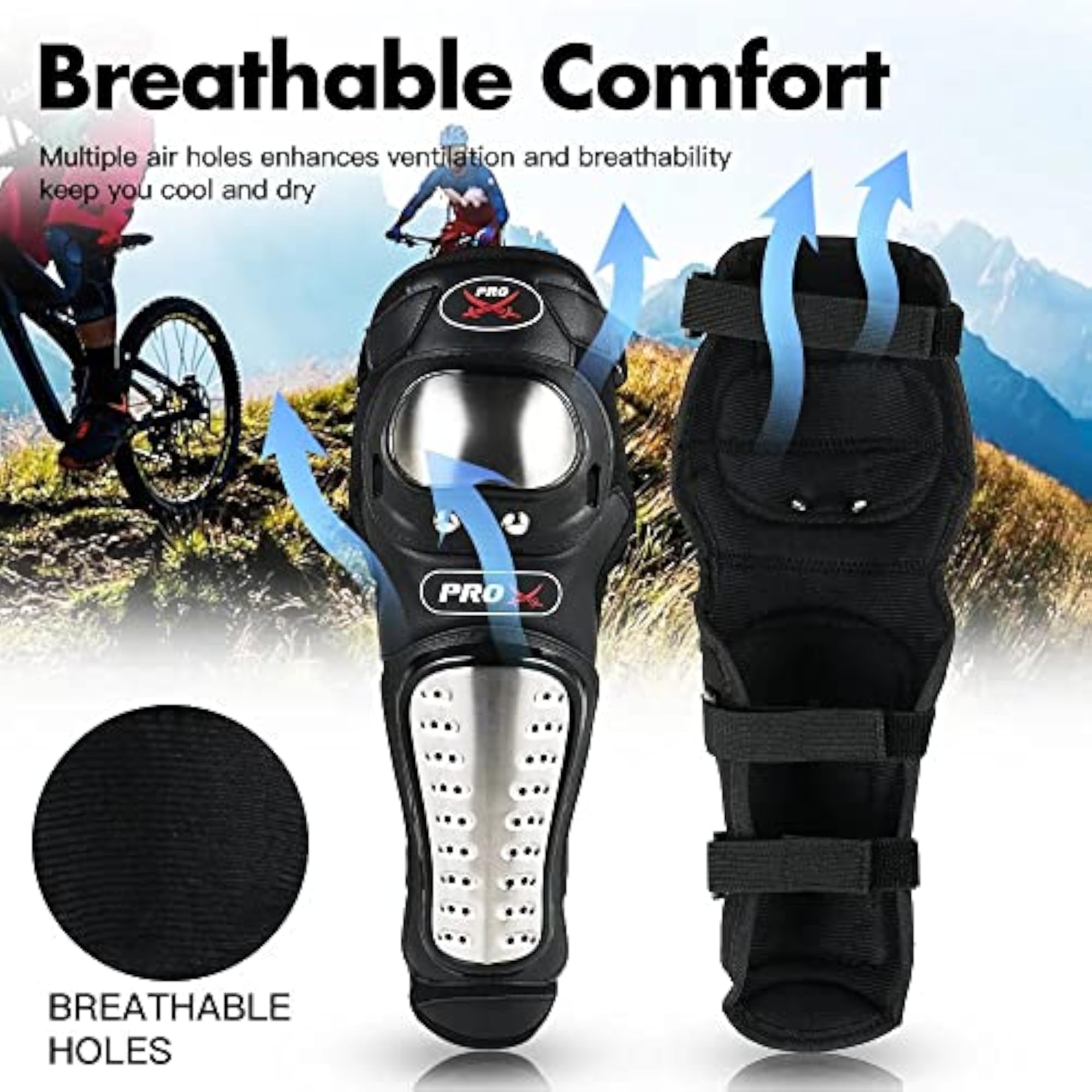 Alloy Steel Elbow Guard Knee Guard Shin Protector Set for Bikers