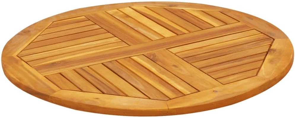 31.5 Inch Round Solid Acacia Wood Table Top, Rustic Brown Oiled Finish for Indoor Dining Room and Outdoor Patio, Durable Weather Resistant Natural Wood Grain