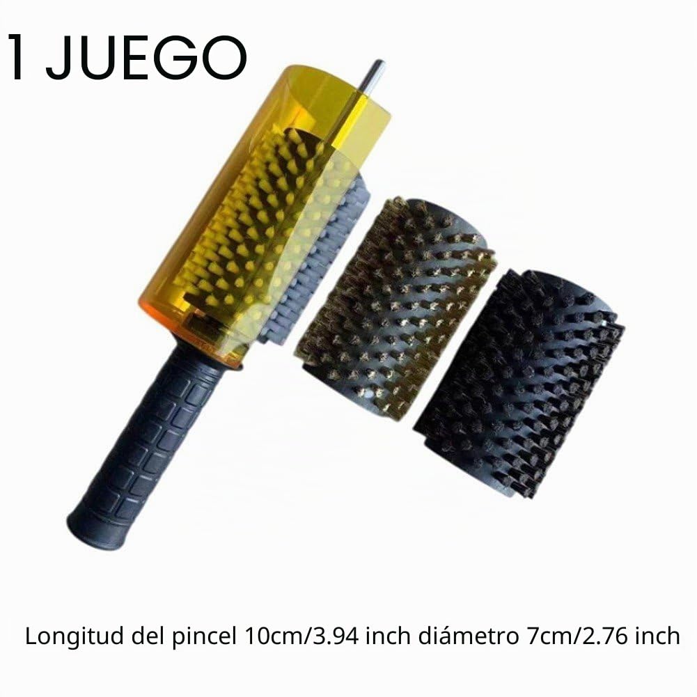 Kit De Cepillos De Cera para Snowboard con Cubierta De De Eje, Cepillo De Rodillo De Crin De Latón Y Nailon, Cera para Esquís, Juego De Cepillos para Esquí