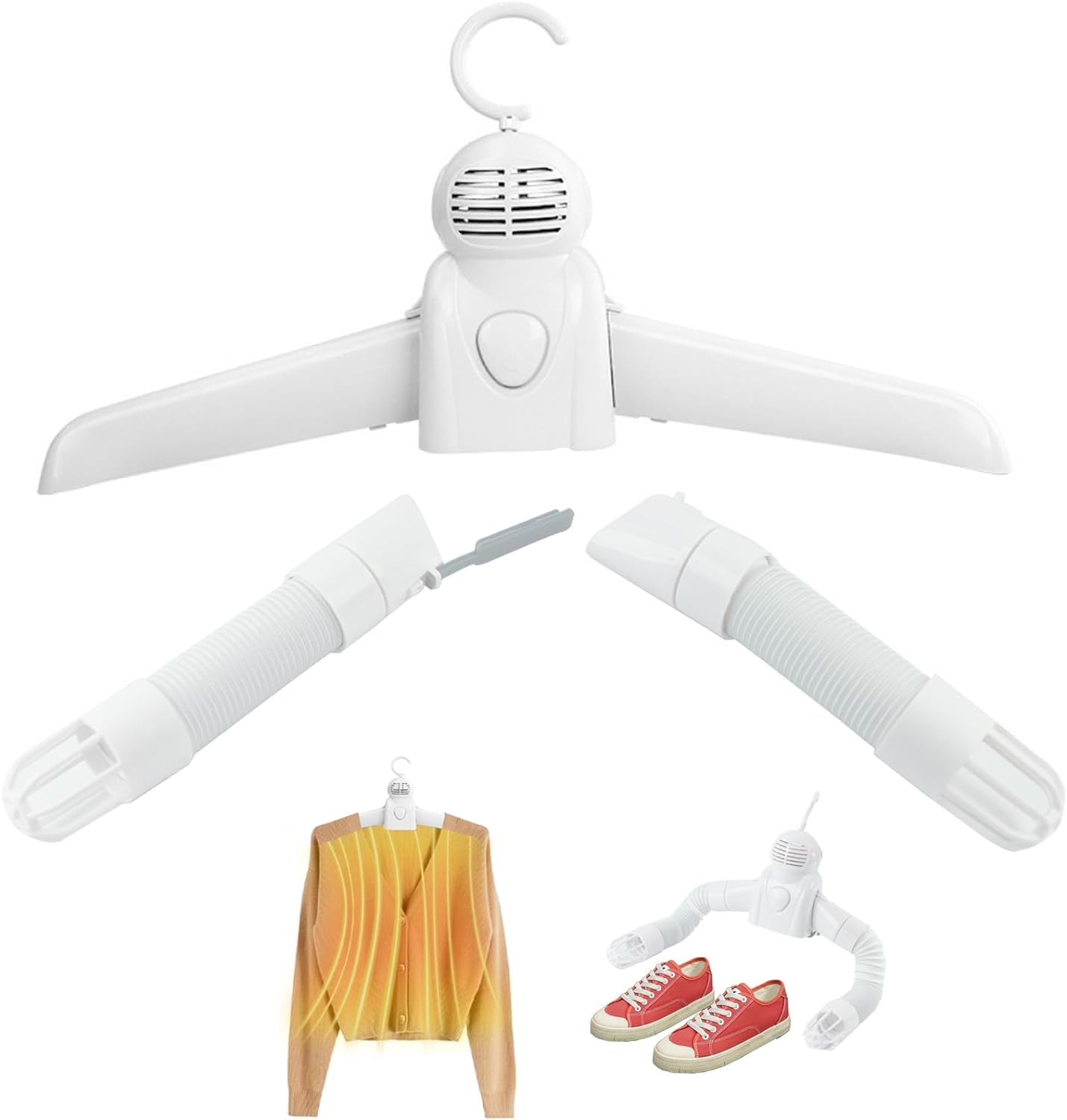 Azonee Travel Mini Dryer for Clothes, Portable Clothes Dryer Rack with Removable Clothes Hanger and Shoe Dryer, 2 Levels of Hot Air Drying, Electric Dryer for RVs Apartments