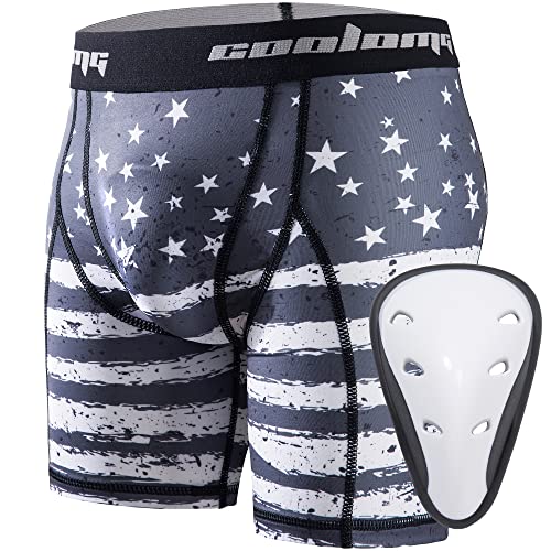 COOLOMG Boys Youth Compression Shorts with Athletic Cup for Baseball Football Hockey Lacrosse US...