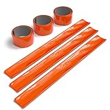 EAZY CASE 6X Reflektorband, Reflektoren Set, reflektierendes Schnapparmband, Sicherheitsarmband, Reflektorenbänder – ideal zur Erhöhung der Sichtbarkeit, nach DIN EN 13356, Neon Orange