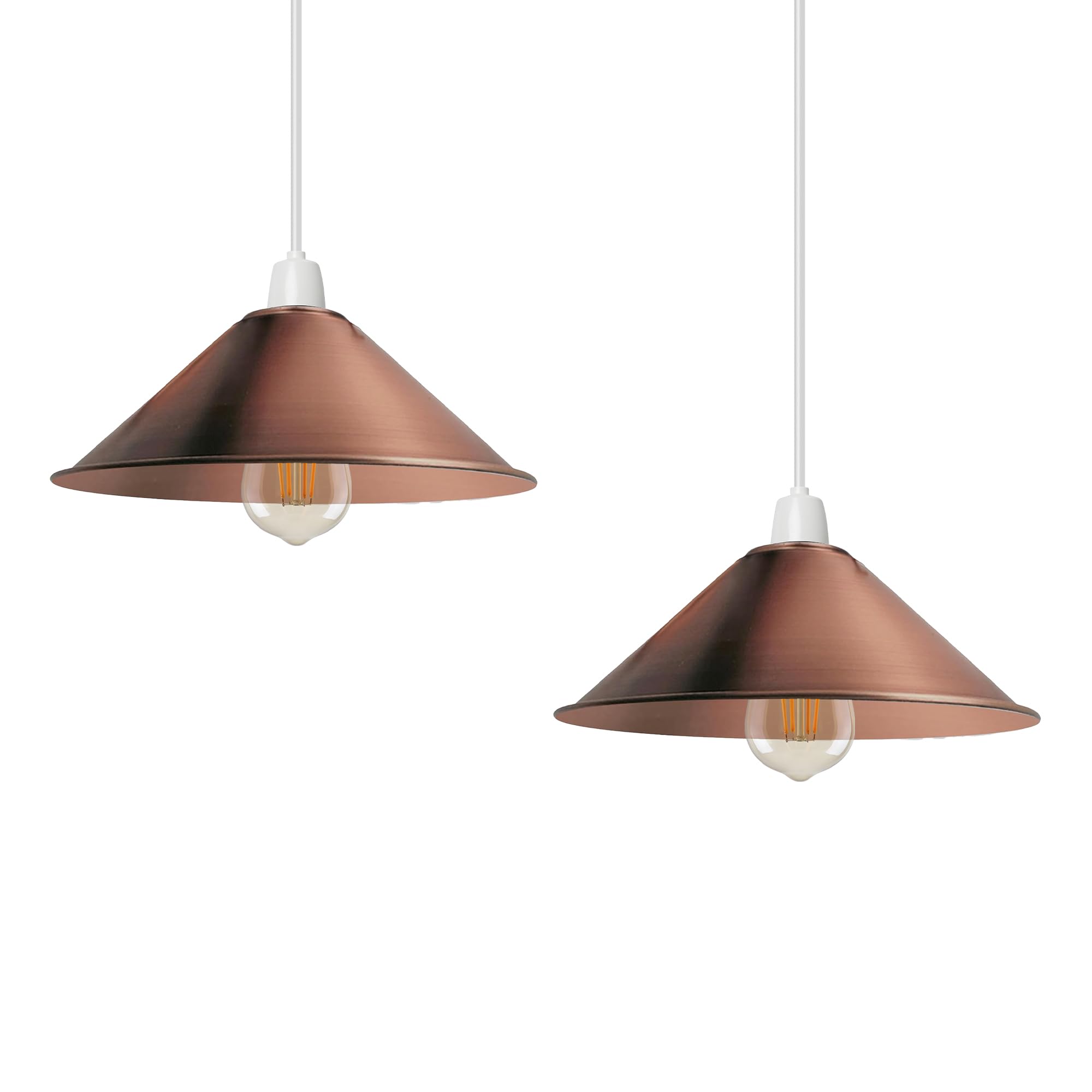 LEDSone Vintage Industrial Ceiling Pendant Light Shade, Retro Metal Indoor Lamp Loft Bar Hanging Chandelier Lighting Rustic Shade (Copper - 2 Pack)
