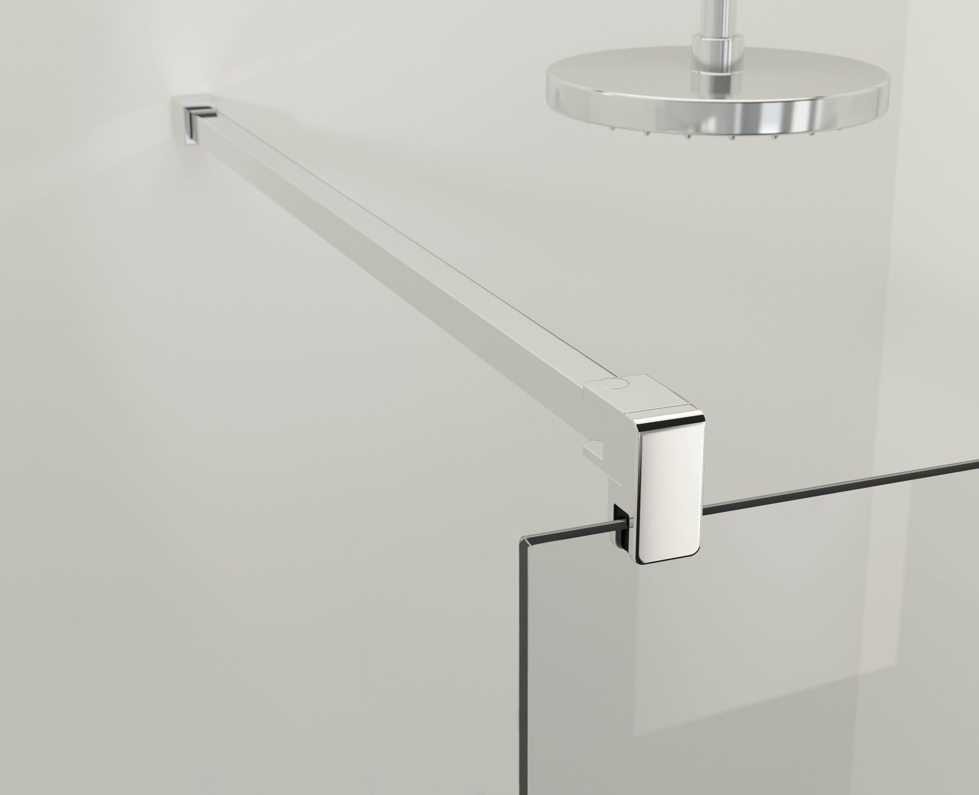 Mampara de Ducha Fija Medidas (88,5 a 90) x 195 cm | Frontal, 1 Hoja Fija, Reversible, Ancho Ajustable, Vidrio 6 mm, Antical, Barra Estabilizadora, SERIE 100A, Cromo