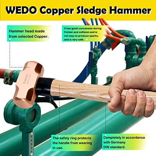 WEDO Copper Sledge Hammer Wooden Handle