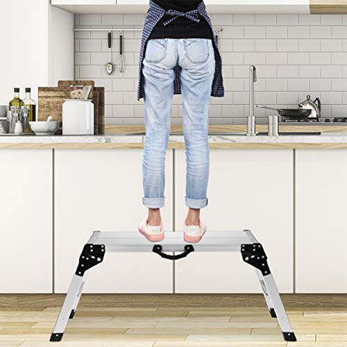 Finether Aluminum Work Platform Drywall Step Up Folding Work Bench|Portable Stool Ladder with Non-Slip Mat and Side Handle - Thumbnail 6