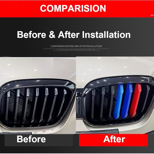 Image of 1Set (3pcs) Automotive Front Grille Stripe Insert Trims Comaptible with BMW 2022-2024 G01 X3 W /Standard Center Kidney Grille (NOT for 2022-X3 M40i)