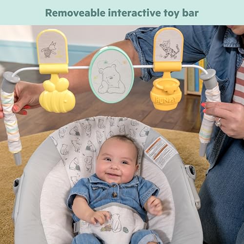 Image of Bright Starts Disney Baby Winnie The Pooh Classic Pals Vibrating Baby Bouncer Seat with Melodies & Toys, Unisex, 0-6 Months