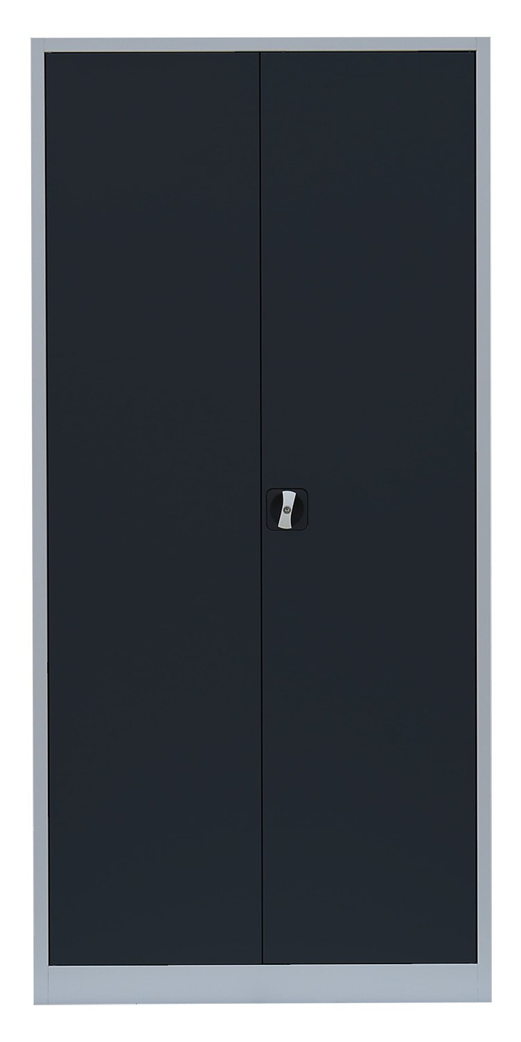 Flügeltürenschrank komplett montiert Metallschrank abschließbar anthrazit 195x92x42cm (HxBxT) Lagerschrank Aktenschrank 4 Fachböden 530348