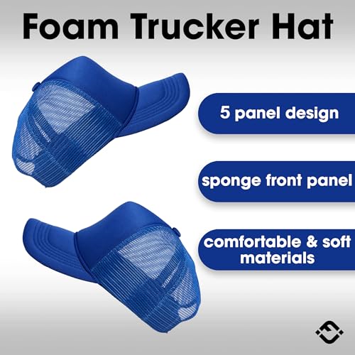 Image of Funky Junque Blank Mesh Foam Lightweight Snapback Trucker Hat | Lightweight Foam Trucker Hat with Breathable Mesh Back, Golf Beach and Street Style, Trendy Trucker Hats for Men