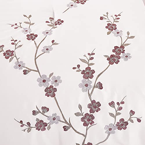 Chezmoi Collection Everly Queen Bed In A Bag 7-Pieces Luxury Lavender Purple Gray Cherry Blossom Floral Embroidery Comforter Set With Sheets All Season Bedding Set, Queen #TOP4