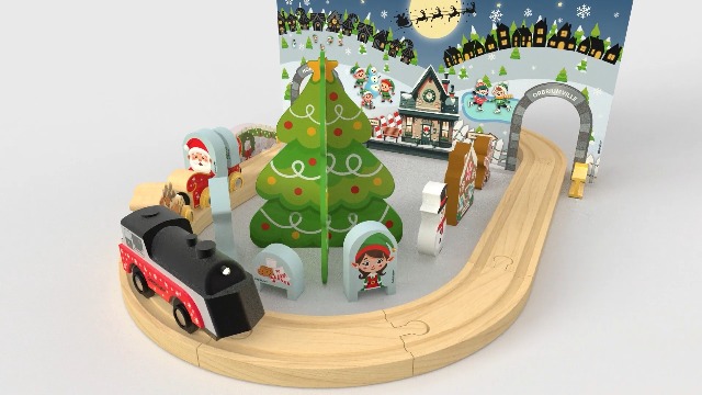 Amazon.com: Wooden Christmas Train Set Battery Operated Motorized