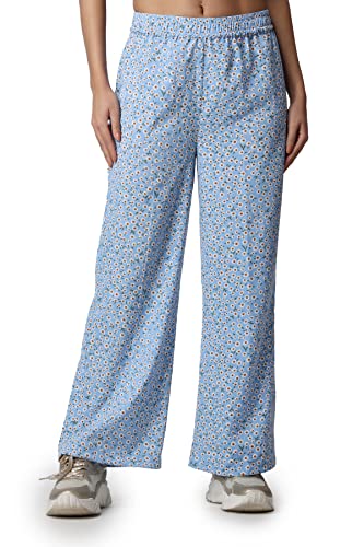 Image of POPWINGS Casual Floral Printed Loose Fit Trousers for Women || Summer Wear Women Trousers Stylish Pull-On Women Trousers || Comfortable Trousers for Regular Wear