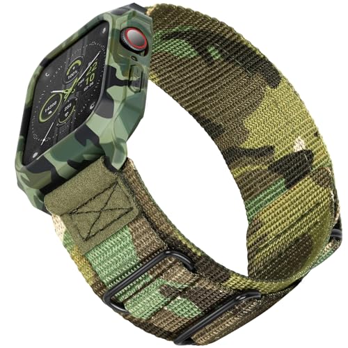 SUNFWR Bands Compatible with Apple Watch 44mm 45mm with Case,Rugged Sport Apple Watch Strap with...