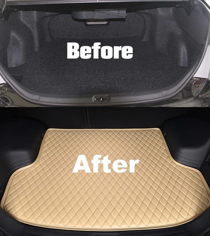Image of CHIRON Premium Boot Mat for XEV 9e Custom Fitted, Luxury Car Boot Mats Compatible with Mahindra XEV 9e, Set of 1 PIECE, 100% Waterproof and Washable, Classic Beige with Beige Thread
