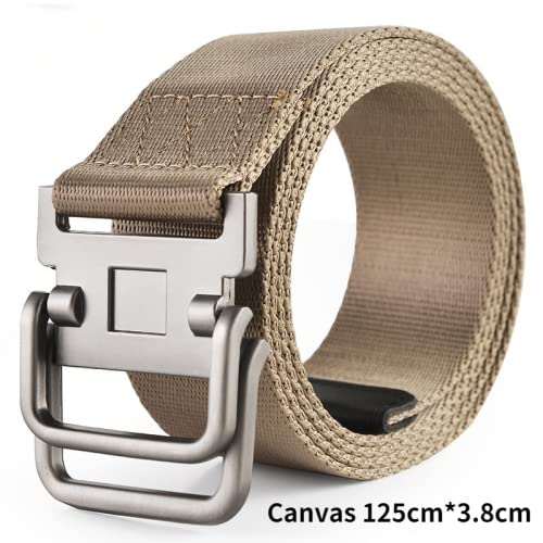 Double Buckle Canvas Belt Men Military Training Belts Fashion Outdoor Metal Buckle Waistband2