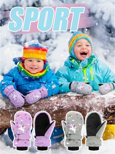 Image of Newcotte 6 Pairs Winter Ski Mittens Kids Waterproof Warm Snow Gloves for Boys Girls Cold Weather Outdoor Activities