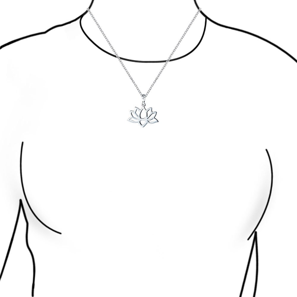 Bling Jewelry Fiore Di Loto Aperto Di Giglio Di Fiori Di Zen Buddhista Ciondolo Collana Per Donne Adolescenti Yogi .925 Argento Sterling