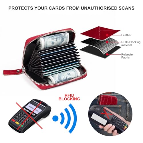 Image of Credit Card Wallet, RFID Card Case Wallet, Zipper Card Cases Holder for Men Women, RFID Blocking, KeyChain Wallet, Compact Size Card Organizer Case for Women