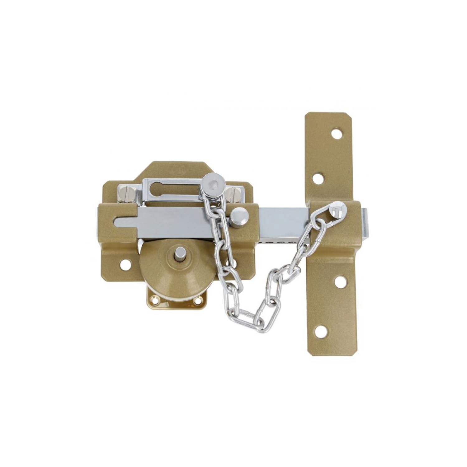 Amig - Surface-Mounted Bolt with Round Cylinder, Latch, and Chain Mod. 1C, Martele, 105 x 170 mm