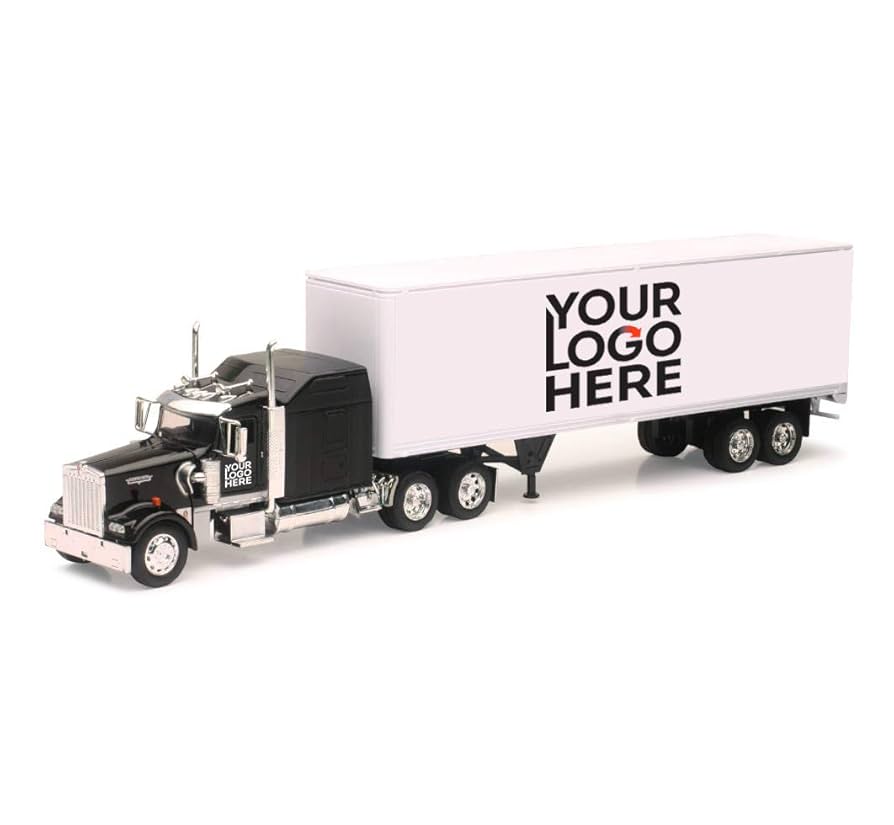 ダイキャストプロモーション　Kenworth W900 Kenworth W900 Truck with Lowboy Trailer Orange and Wheel