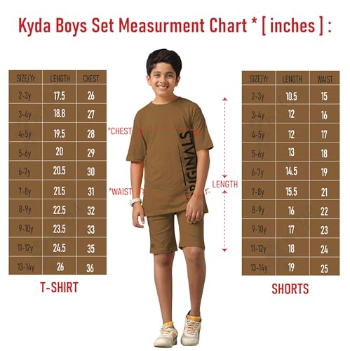 Image of KYDA KIDS Boys 100% Pure Cotton Premium Printed Relaxed Fit T-Shirt & Shorts Clothing Set | Soft Breathable Summer Casual Wear | Co-Ord Set for Boys
