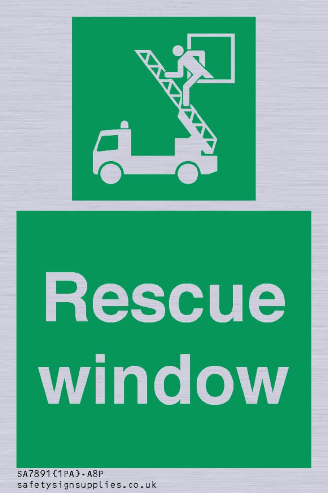 Rescue window Sign - 50x75mm - A8P