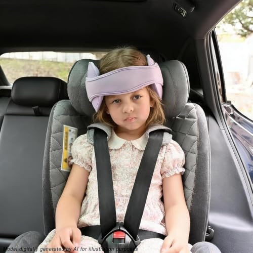 Image of Adjustable Baby Car Seat Head Support Band Baby Neck Relief Hold | Baby Safety Car Seat Neck Relief Hold, Comfortable Head Hold Head Strap for Baby, Kids, Children, Purple