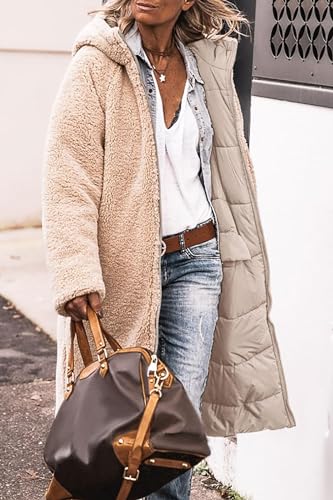 Womens Long Fleece Jacket Winter Down Coats Oversized Reversible Puffer Parka Sherpa Shearling Jackets Hood Outerwear2