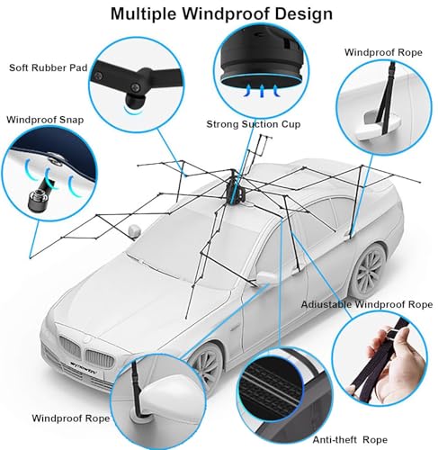 Tenda automatica per auto 2 in 1 e ombrellone da esterno, baldacchino pieghevole e mobile, telecomando, batteria mobile, supporto esterno, copertura automatica per auto
