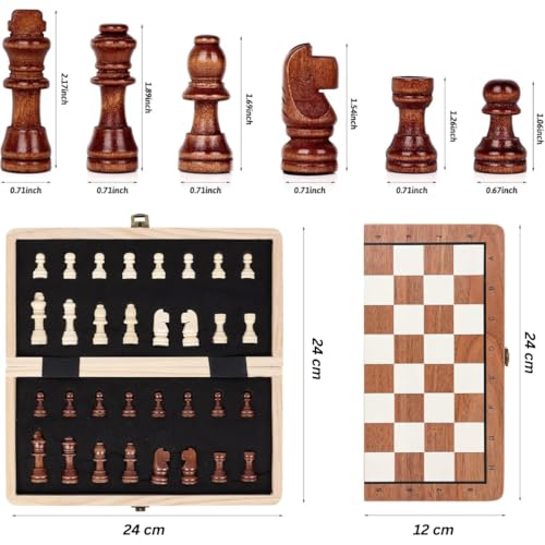 Image of PRIMESAGE Chess Board Set Chess Board Wooden Chess Board Set Magnetic Chess Board Wooden Chess Board Magnetic Chess Board Memory Chess Game for Kids Board Games Memory Chess | 9.5x9.5 inches