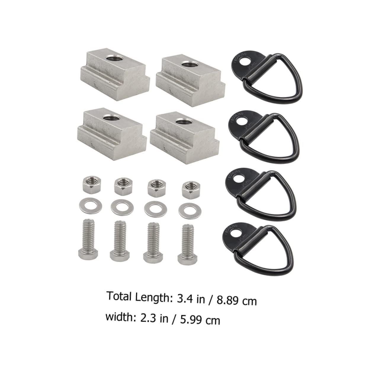 SOLUSTRE Zurrösen mit 3/8-16 Gewinde 4 Stück aus Edelstahl und Kohlenstoffstahl für Anhänger T-nut Muttern Praktische Verzurranker Geeignet für Anhänger und Pickups für Lkw Ladeflächen