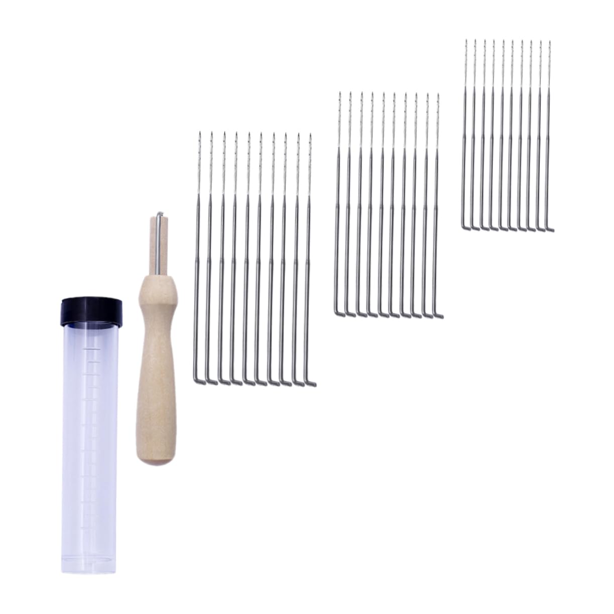 HOMSFOU 1 Set Needle Felting Kit Embroidery Making Tools with Ergonomic Grip for DIY Craft Projects Includes Fine Coarse Needles for Tapestry Quilting Decorative Stitching