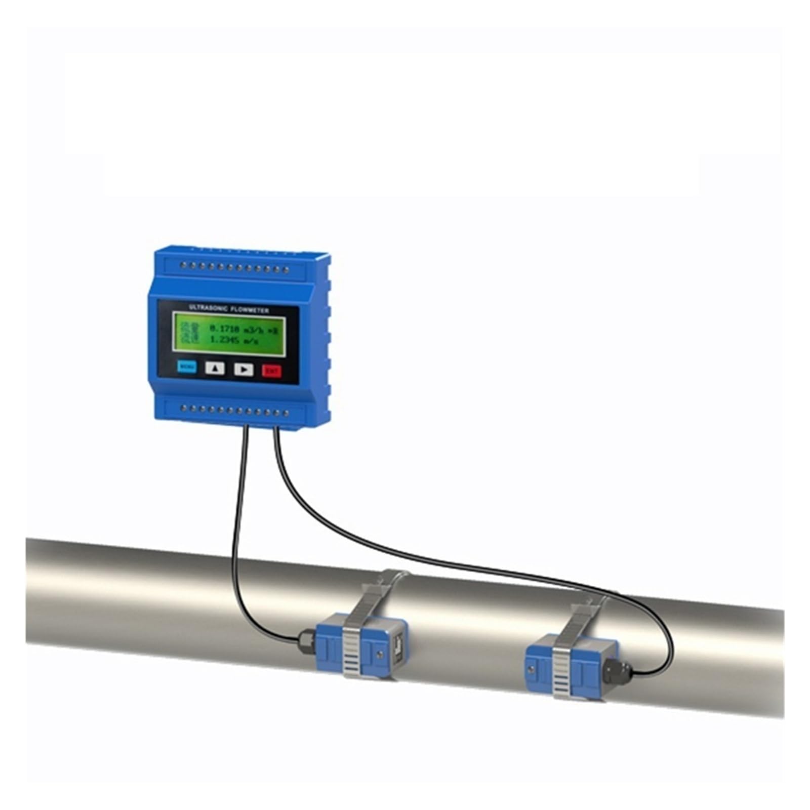 Caudalímetro ultrasónico digital TUF-2000M con transductor de abrazadera TS-2, TM-1 y TL-1. Comprobador de velocidad de agua opcional. Rango de medición DN15-6000 mm. Alta sensibilidad, bajo error(TUF