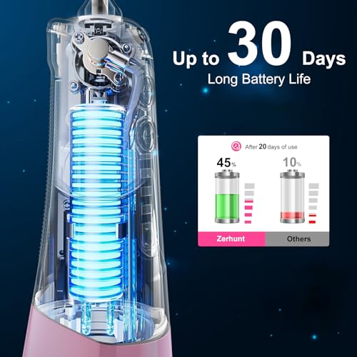 Image of Water Dental Flosser Pick for Teeth: 4 Modes Cordless Portable Water Flossers Teeth Cleaner Rechargeable 300ML IPX7 Waterproof Oral Irrigator Flossing Cleaning Picks for Home Travel