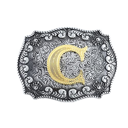 Image of HUABOLA CALYN Belt Buckle Men, Western Cowboy Rodeo Small Alphabet Letter ABCDMRJ to Z Initial Belt Buckles for Women