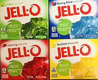 Jell-o Gelatin Dessert Mixed Variety Pack - Lime - Lemon - Berry Blue - Cherry - 4 x 85g Boxes - American Jelly
