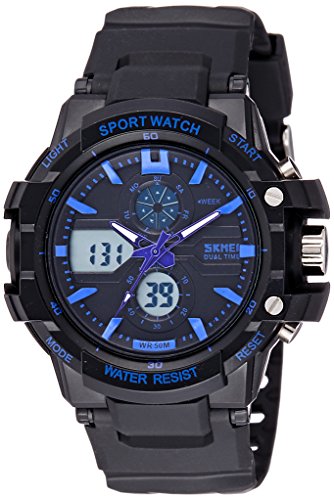 SKMEI Analog-Digital Black Dial Men's Watch - AD0990 (BK Blue)