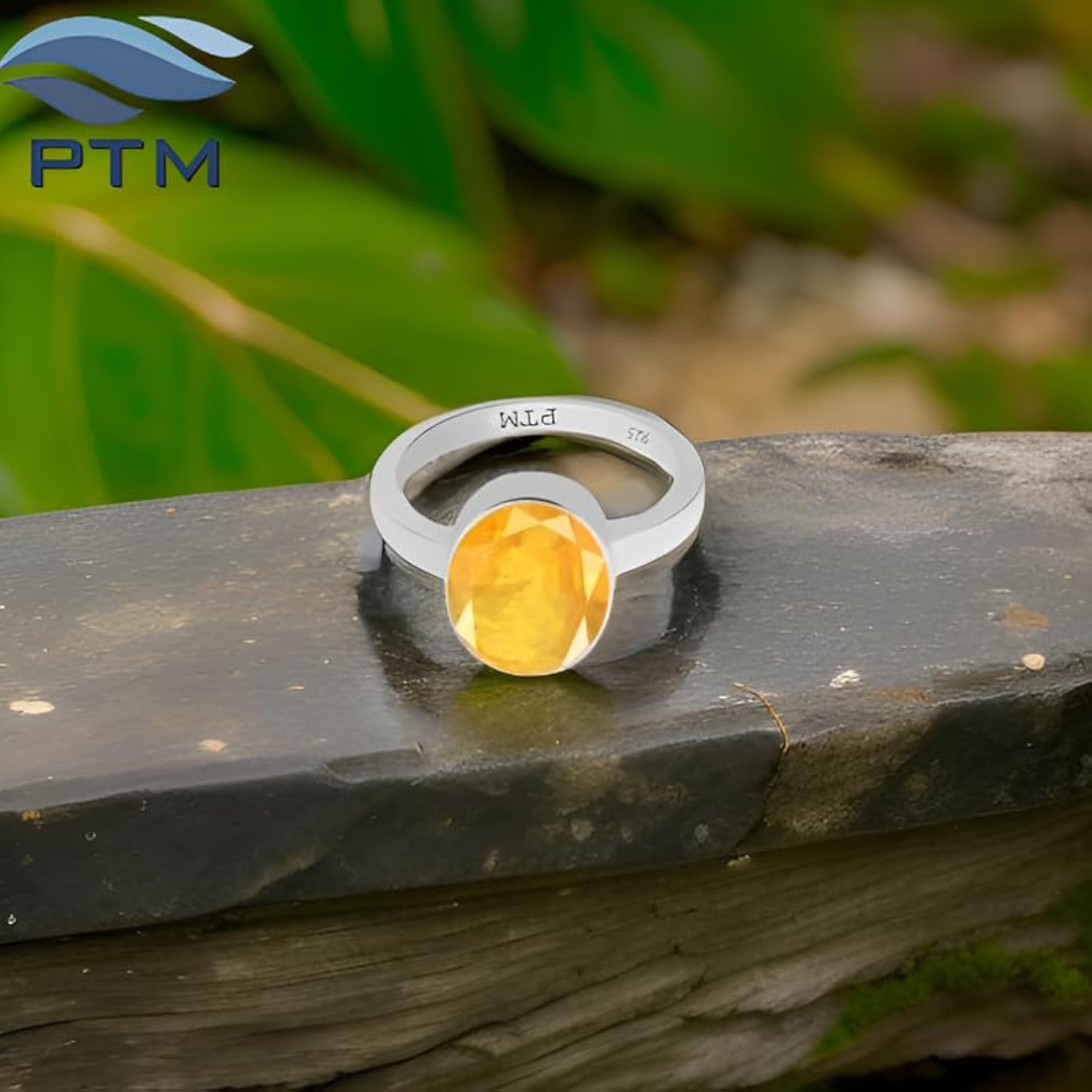 925 Sterling Silver Yellow Sapphire Ring, 3.25 Ratti